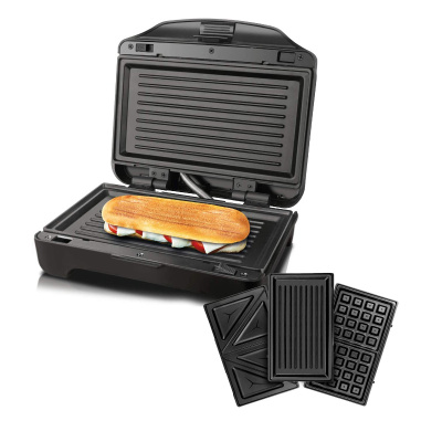 Sandwichera Taurus Miami Premium 900W negra de acero inoxidable 