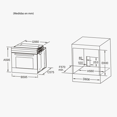 Horno 8 funciones Cristal de color blanco o negro