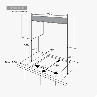 Encimera de Gas 90 cm 5 fuegos