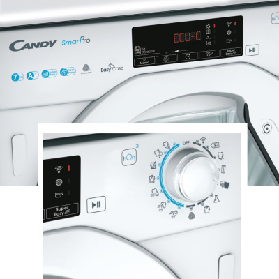 Secadora integrable Candy BCTDH7A1TES, Blanco, 7 kg, Bomba de calor, A+