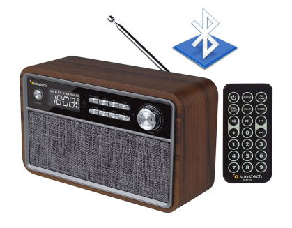 Sunstech RPBT500 radio Portátil Digital Negro, Madera