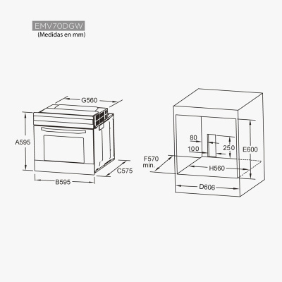 EMV70DGW Horno 8 funciones Cristal Blanco