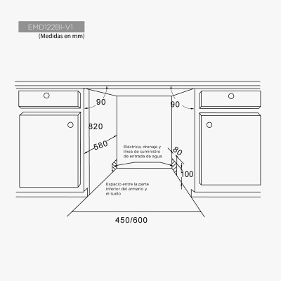 EMD122BI-V1 Lavavajillas 12 servicios E integrable